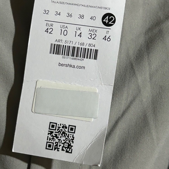 Bershka Boxer High Rise Wrap Over Wide Leg Tailored Trouser Pants Stone Size 10 - Picture 10 of 16